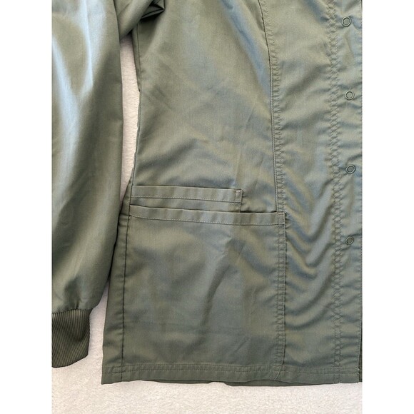 Cherokee Workwear Scrubs Snap Front Jacket Olive Green Size Small Nurse Medical - Picture 2 of 7